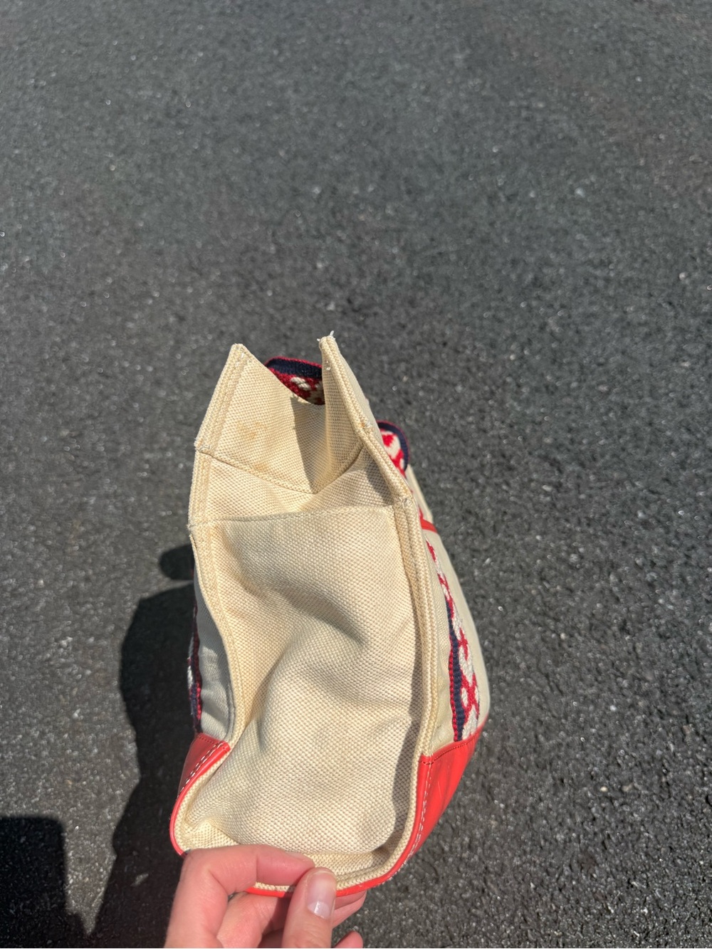 Tory Burch Ella Canvas Red Patent Tote - Picture 3 of 10